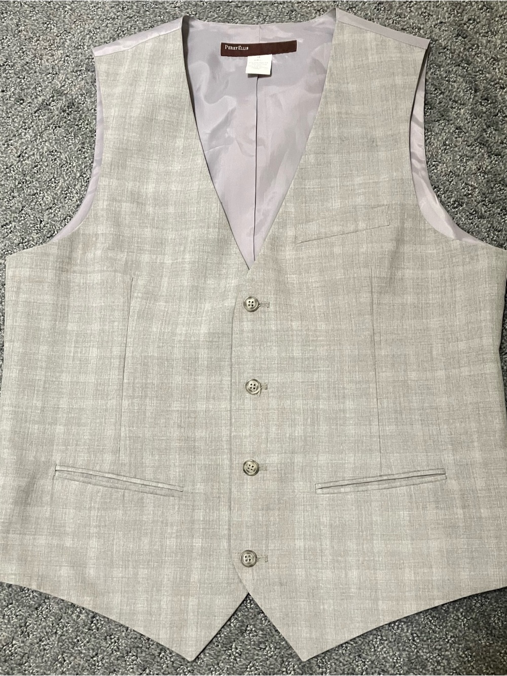 Perry Ellis Men's Light Beige Check Dress Vest